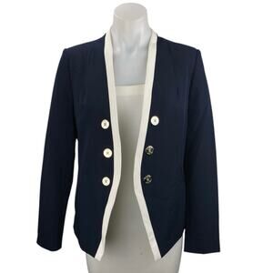 Tommy Hilfiger Faux Double-Breasted Open Front Long Sleeve Blazer Coat Jacket 6